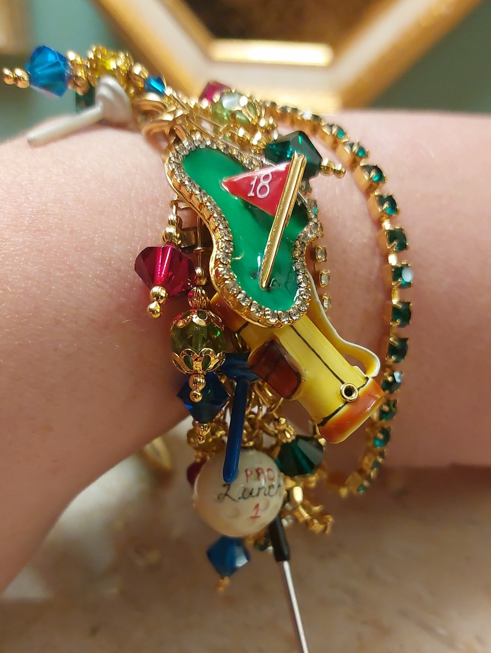 Lunch At The Ritz " Pro Lunch" Braclet 24kt Gold Plated Swarvoski Crystals - Picture 9 of 12